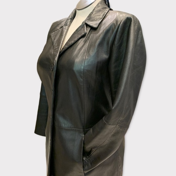 Genuine Lambskin leather black long jacket by Preston & York Womens Sz L - Picture 9 of 14